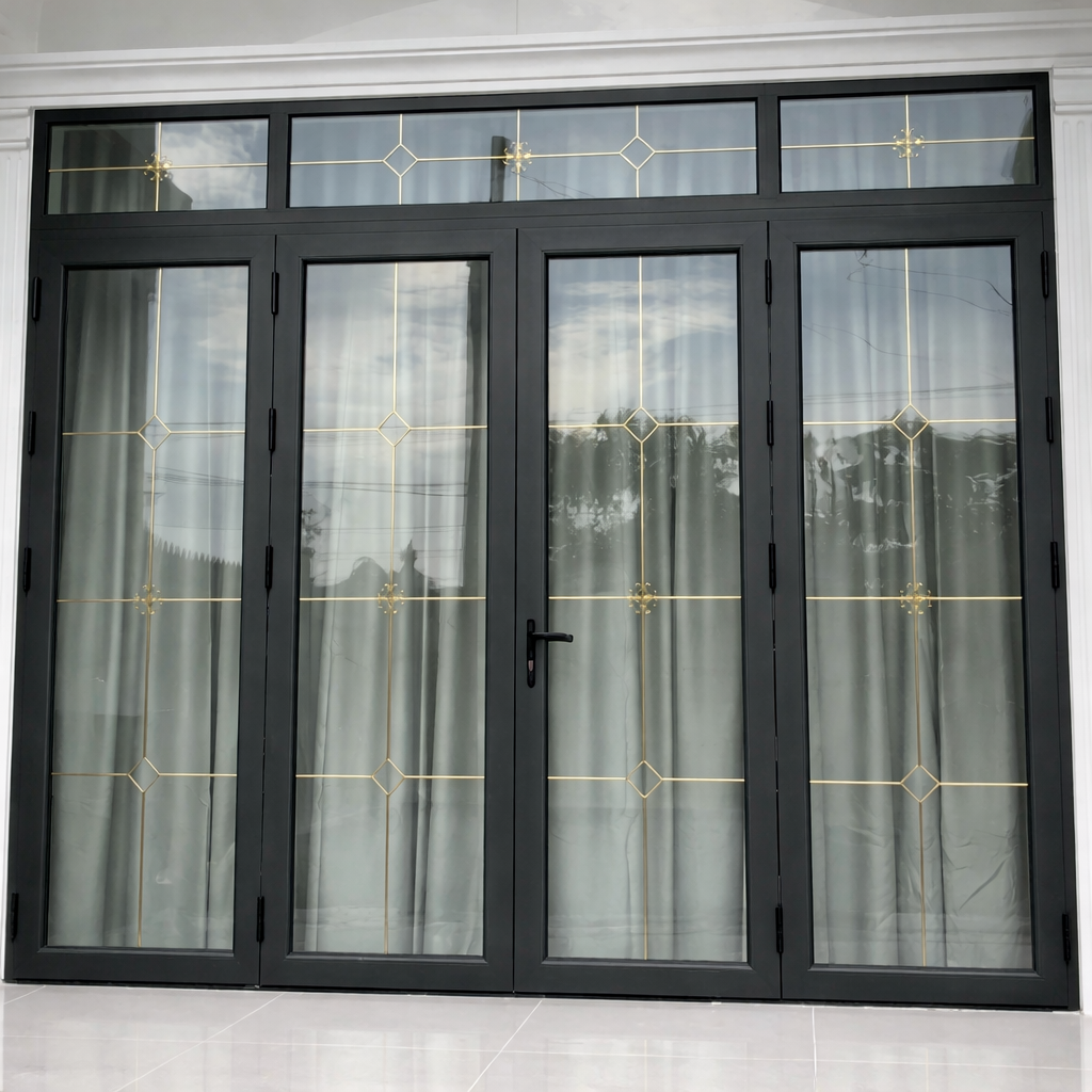 Cửa Nhôm  Kính Hộp Nan Hoa