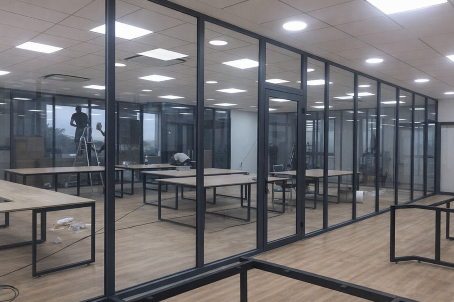 Vách kính cố định Nhôm